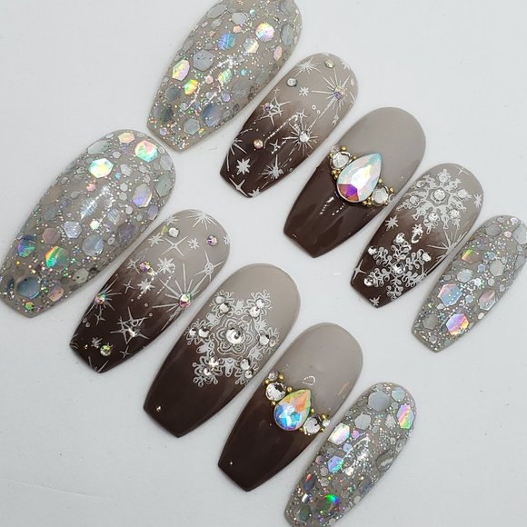 Long Ballerina Gel Press on nails - Picture 2 of 7